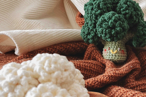 Crochet Fabric with Broccoli
