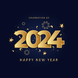 celebration happy new year 2024 gold greeting poster design 544963 1348