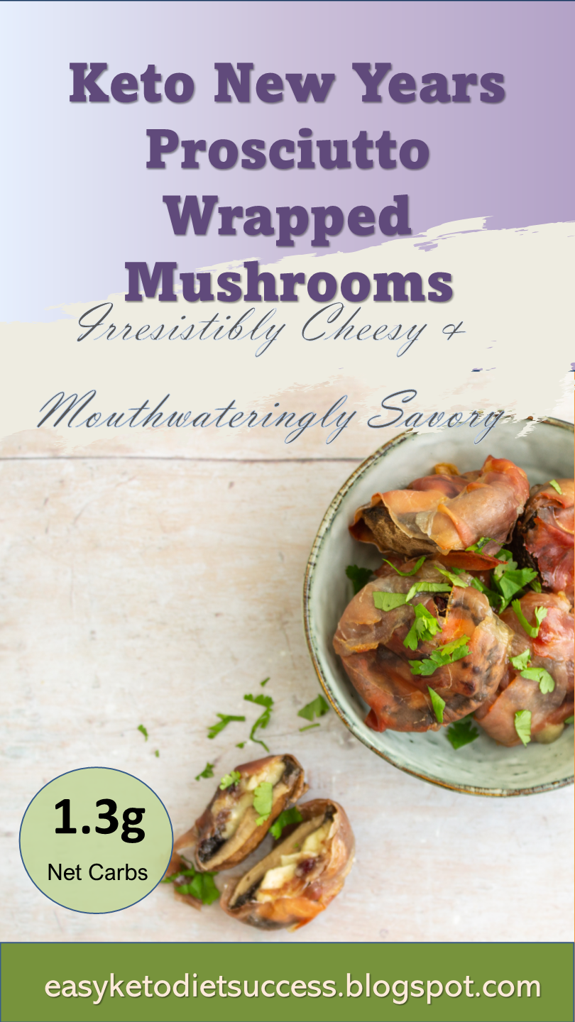 Keto New Years Prosciutto Wrapped Mushrooms