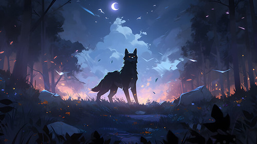 wolf in the night forest desktop wallpaper cover.jpg