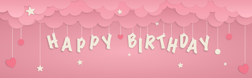 Happy birthday, paper art banner. Vector holiday illustration.jpg