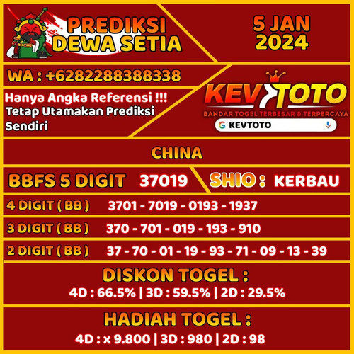 prediksi togel toto 4d china jumat 5 januari 2024.1