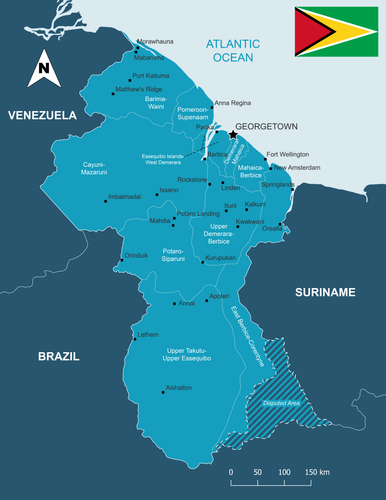 Map of Guyana with Regions and places.png