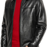 Zulin Men’s Classic Cafe Racer Style Leather Jacket Black Leather Jacket Lambskin Motorcycle Black L