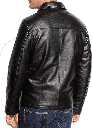 Zulin Men’s Classic Cafe Racer Style Leather Jacket Black Leather Jacket Lambskin Motorcycle Black L