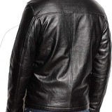 Zulin Men’s Classic Cafe Racer Style Leather Jacket Black Leather Jacket Lambskin Motorcycle Black L