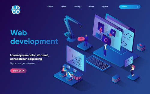 web development concept isometric landing page team develops optimizes layout site 9209 7568.jpg