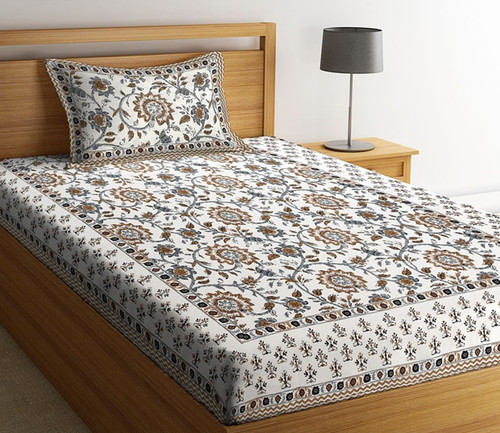 White Screen Print Floral Pattern Bed Sheet.jpg