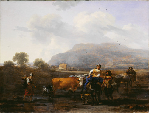 Итальянский пейзаж с путниками. 1655 59. 34х45. Картинная галерея Далвич
