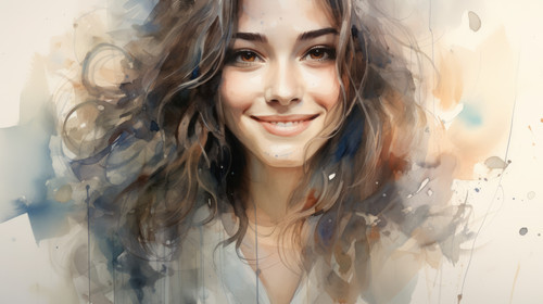 A watercolor portrait of a smiling woman with detailed facial features 00077 03.jpg