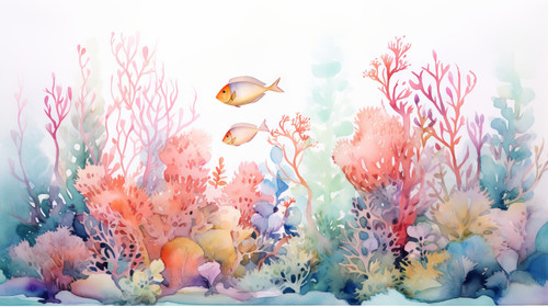 An underwater scene with coral and fish illustrated in watercolors 00097 00.jpg
