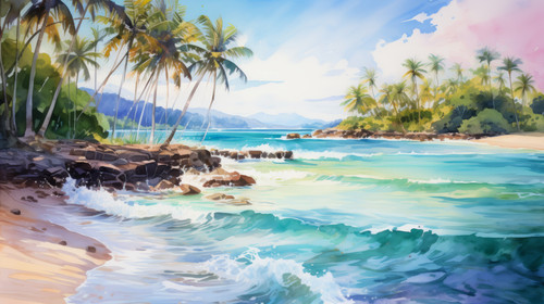 A vibrant watercolor scene of a tropical beach with palm trees 00011 00.jpg