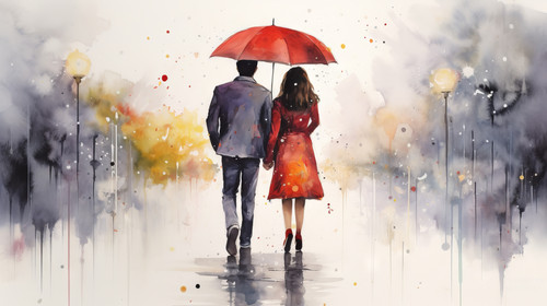 A watercolor depiction of a couple walking in the rain with an umbrella 00013 03.jpg