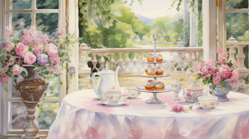 A watercolor painting of an elegant tea party setting 00073 03.jpg