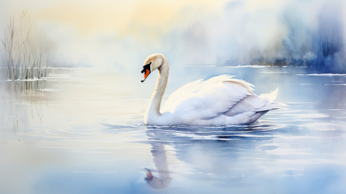 A watercolor painting of an elegant swan on a lake 00072 03.jpg