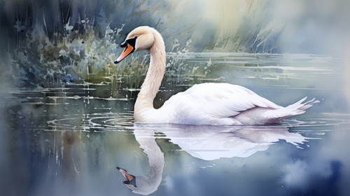 A watercolor painting of an elegant swan on a lake 00072 00.jpg