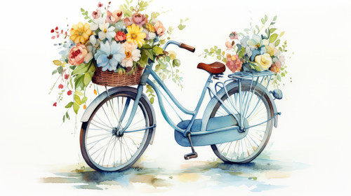 A watercolor painting of a bicycle with a flower basket 00045 00.jpg