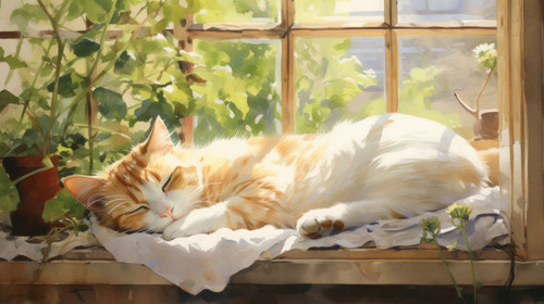 A watercolor painting of a cat napping in a sunny window 00051 00.jpg