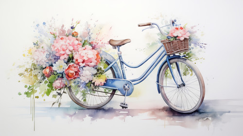 A watercolor painting of a bicycle with a flower basket 00045 02.jpg