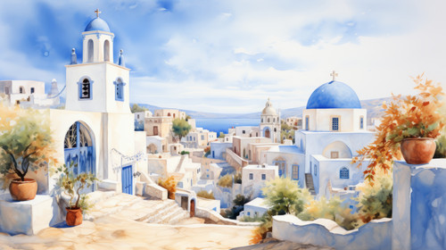 A watercolor painting of a traditional Greek village 00069 02.jpg