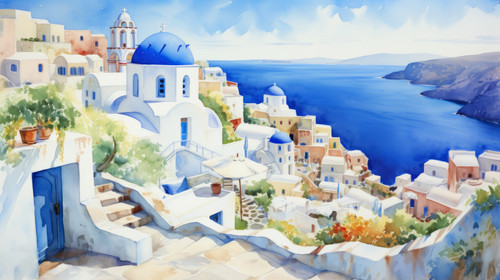 A watercolor painting of a traditional Greek village 00069 03.jpg