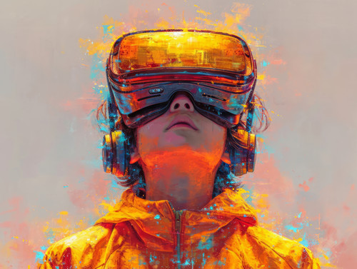 pastel colors white background isolated Boy wearing VR glasses enthusiastically uses new technology .jpg