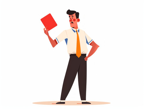 pastel colors white background isolated Angry male referee show red card illustration ar 43 00007 03.jpg