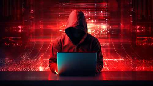 Cyber security concept Cyber crime hacker with laptop Abstract binary code digital interface stock w.jpg