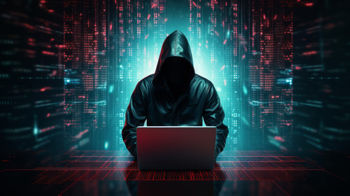 Cyber security concept Cyber crime hacker with laptop Abstract binary code digital interface stock w.jpg