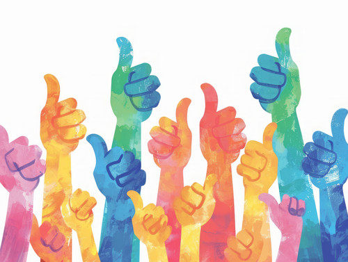 pastel colors white background isolated Approval thumbs up clapping concept illustration ar 43 00010.jpg