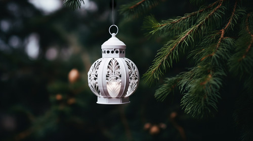 White lantern hanging on a fir branch soft focus 00743 03.jpg