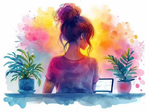 pastel colors white background isolated Business woman enters username and password into form on vir.jpg
