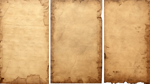 set collection of three stained grungy vintage antique paper sheets with ripped borders retro book p.jpg