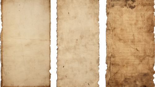 set collection of three stained grungy vintage antique paper sheets with ripped borders retro book p.jpg