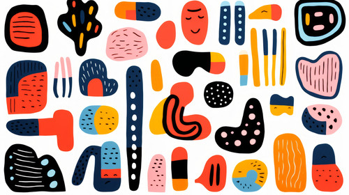 Set of hand painted colorful various shapes curls forms arches squiggles brush strokes and doodle ob.jpg