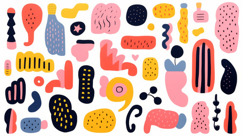 Set of hand painted colorful various shapes curls forms arches squiggles brush strokes and doodle ob.jpg