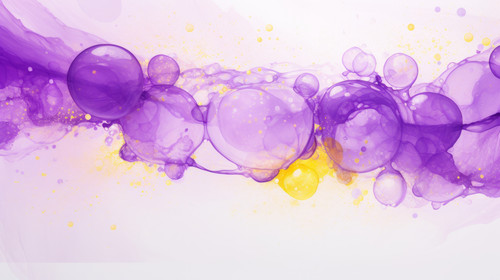 Purple and yellow soap bubbles in paint create an abstract design suitable for a colorful background.jpg