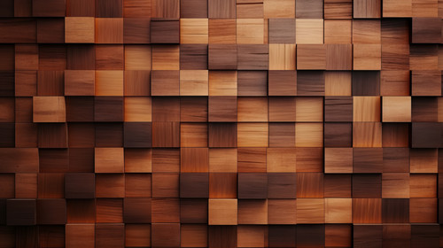 Timber Wood Wall background with tiles 3D tile Wallpaper with Soft sheen Square blocks 3D Render cle.jpg