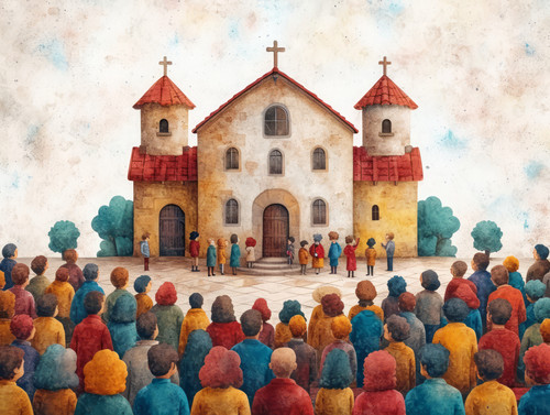 pastel colors white background isolated Christian church pastor participates in digital internet sem.jpg