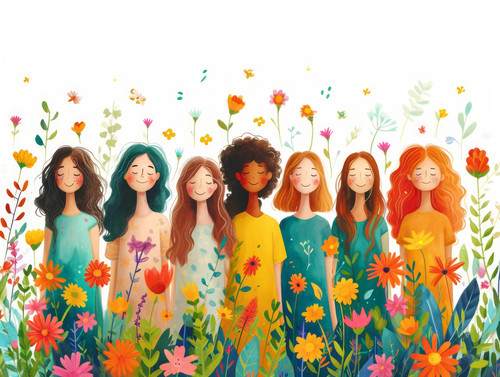 pastel colors white background isolated Choir singing women perform popular song together to lift sp.jpg