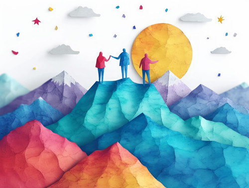 pastel colors white background isolated Business success teamwork and achievement concept illustrati.jpg
