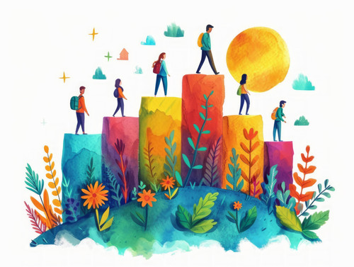 pastel colors white background isolated Business success teamwork and achievement concept illustrati.jpg
