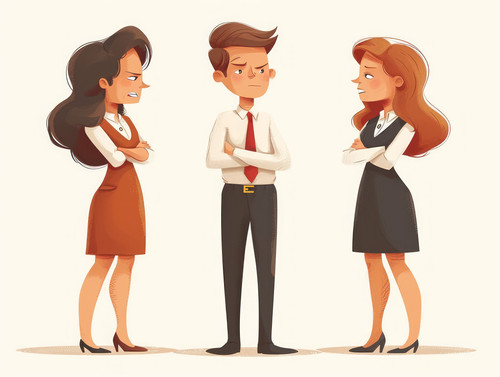 pastel colors white background isolated Conflict among colleagues in office illustration ar 43 00089.jpg