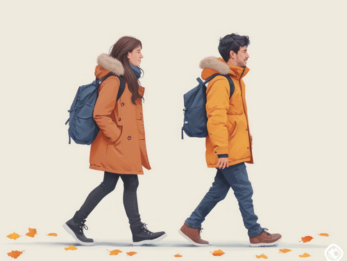 pastel colors white background isolated Confused woman walking man walking another direction illustr.jpg