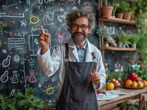 pastel colors white background isolated Crazy scientist points to formulas written on blackboard and.jpg