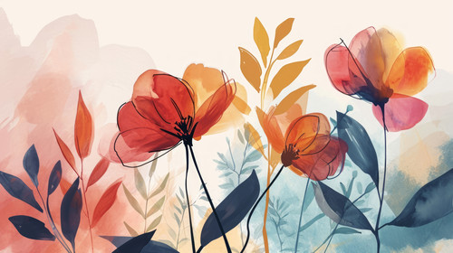 minimalistic less is more style of Abstract flower vector arts background Wall art design with water.jpg