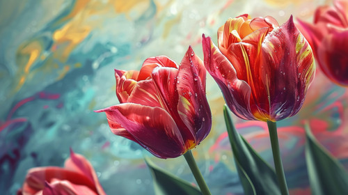 minimalistic less is more style of Abstract spring tulips Luxurious fluid fluid art flowers ar 169 0.jpg