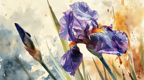 minimalistic less is more style of Background nature illustration bloom spring watercolor iris flowe.jpg