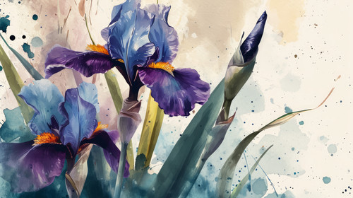 minimalistic less is more style of Background nature illustration bloom spring watercolor iris flowe.jpg