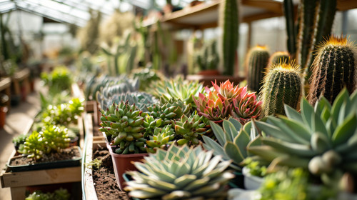 minimalistic less is more style of An array of succulents and cacti in a greenhouse illustrating the.jpg